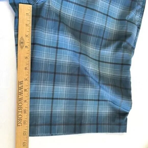 Nike Golf Shorts Mens 34 Blue Athletic Dri-Fit Plaid Flat Front MSRP $69 - Picture 11 of 12